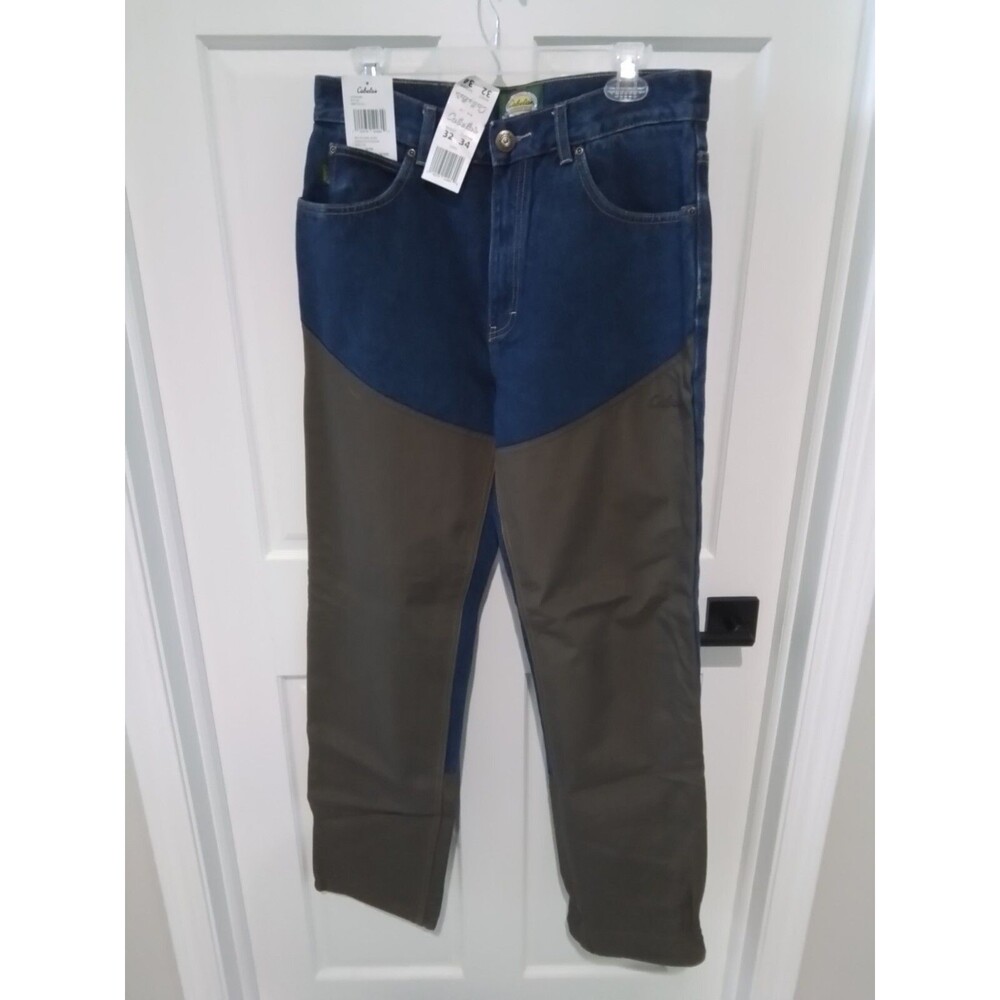 MEN'S CABELA'S ROUGHNECK BRUSH GUARD BLUE JEANS. SIZE 32 X 34. NEW!